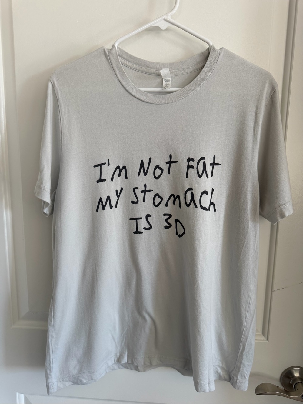 Light Gray Graphic Tee - 'I'm Not Fat My Stomach Is 3D'